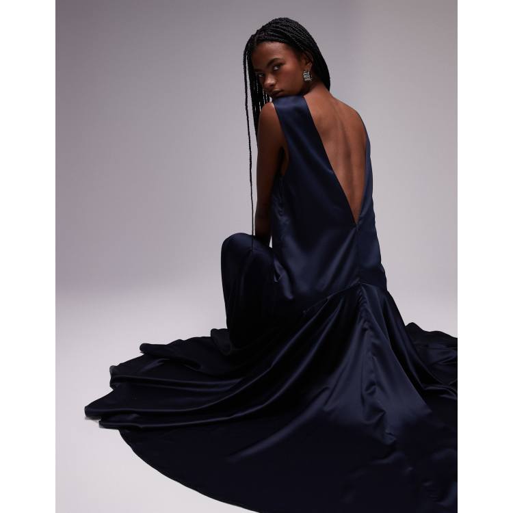 ASOS DESIGN satin drop waist circle skirt maxi dress ASOS