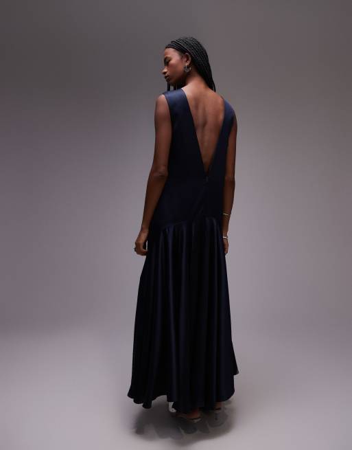 ASOS DESIGN satin drop waist circle skirt maxi dress ASOS