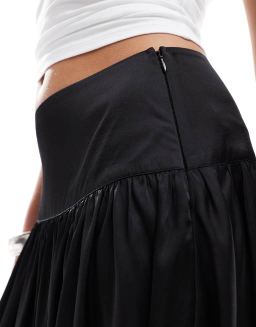 ASOS DESIGN satin dropped waist maxi skirt in black