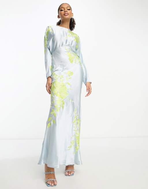 Pale blue floral print hotsell batwing dress