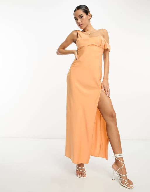 Peach satin outlet dress