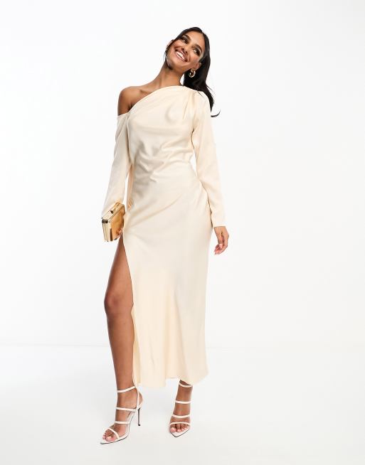 Asos cold shoulder cowl back pleated maxi dress clearance