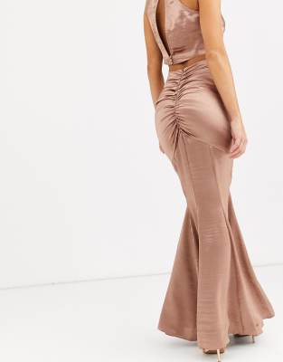ASOS DESIGN satin fishtail maxi skirt 