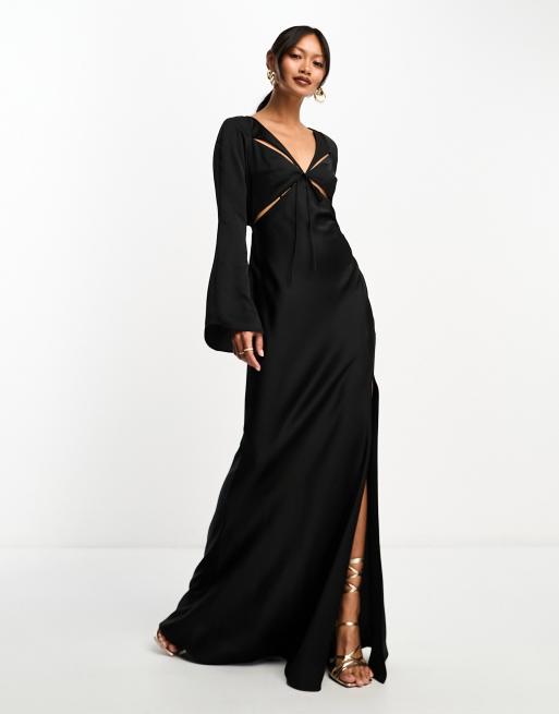 Long sleeve 2025 flare maxi dress