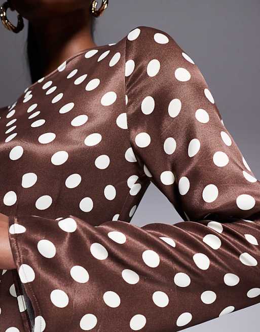 V-neck flared sleeve skirt polka dot waist mini dress V-neck flared sleeve skirt polka dot waist mini dress