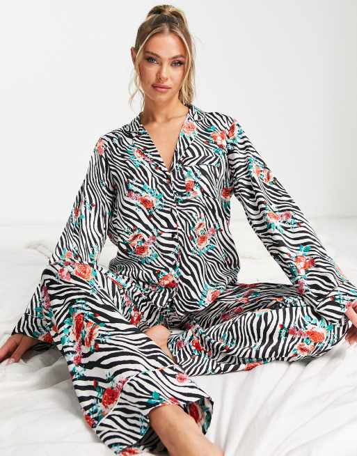 Satin floral pajama online set