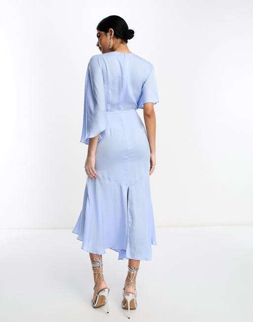 alessia satin flutter sleeve midi dress Alessia Flutter Sleeve Dress (Women)