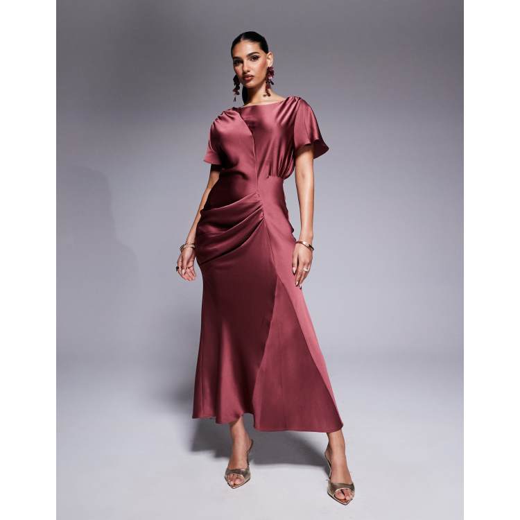 burgundy dress for teenager Burgundy Off the Shoulder Half-Sleeve A-line Tulle Long Pom Dresses, MP429 main image 0