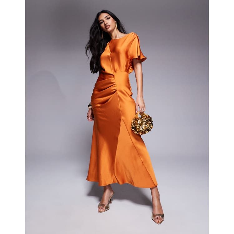 drop a bombshell ruched midaxi dress in rust Oh Polly Drop A Bombshell Dress Oh Polly Drop A Bombshell Dress In Rust  Size Depop