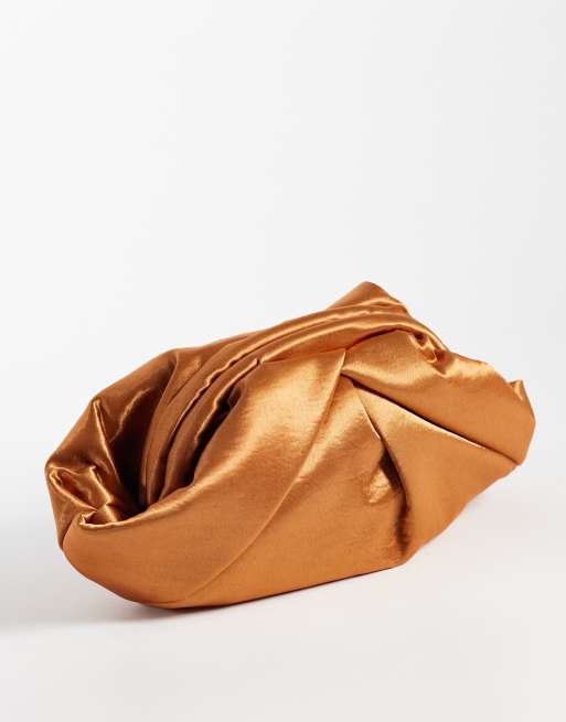 ASOS DESIGN satin frame clutch bag in rust, 3 of 4