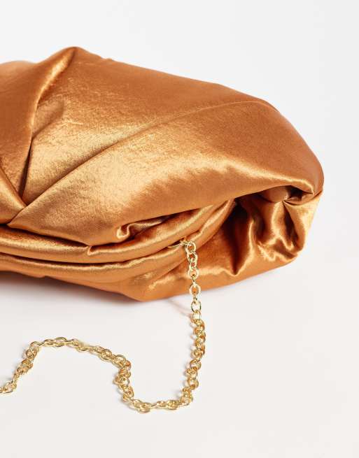 ASOS DESIGN satin frame clutch bag in rust, 4 of 4