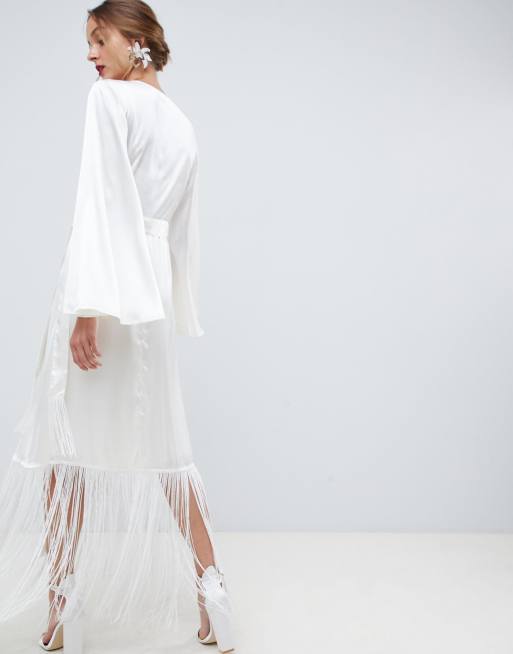 Asos fringe wedding dress sale