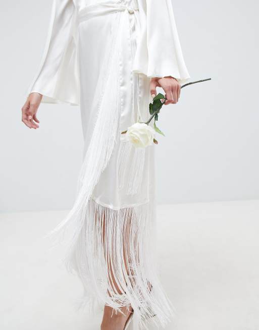 Asos fringe wedding dress sale