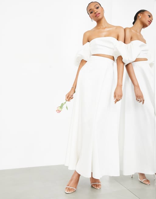 Asos white satin maxi sale skirt