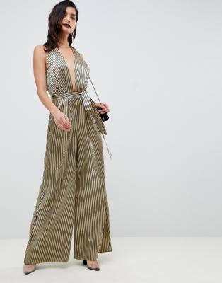 metallic halter jumpsuit