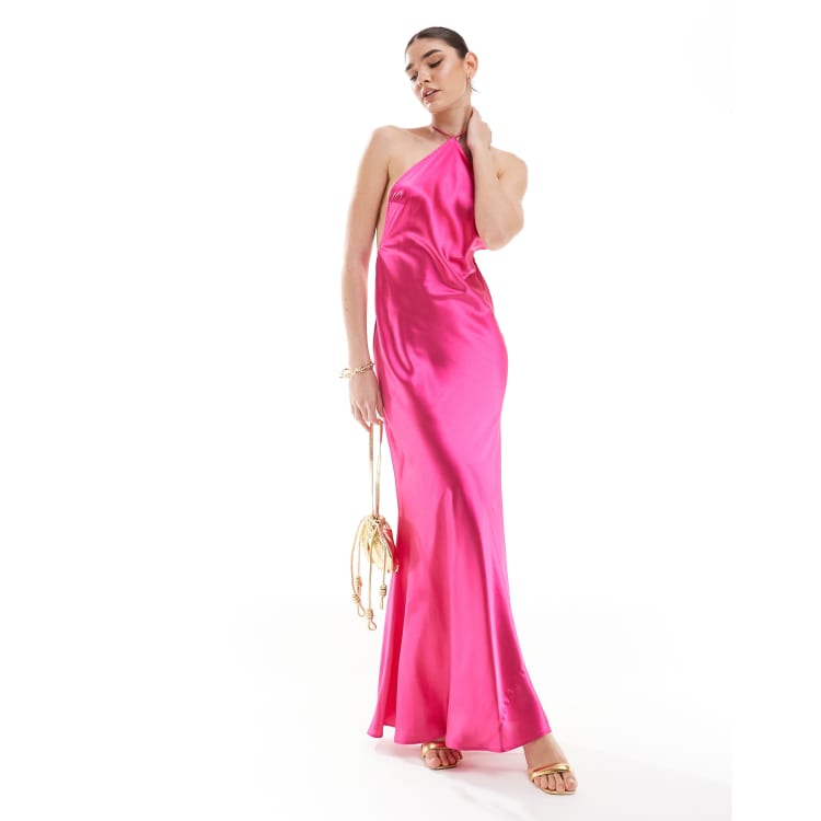 ワンピース Back RIBBON Tiered Satin Dress Rose Back RIBBON Tiered Satin Dress Rose
