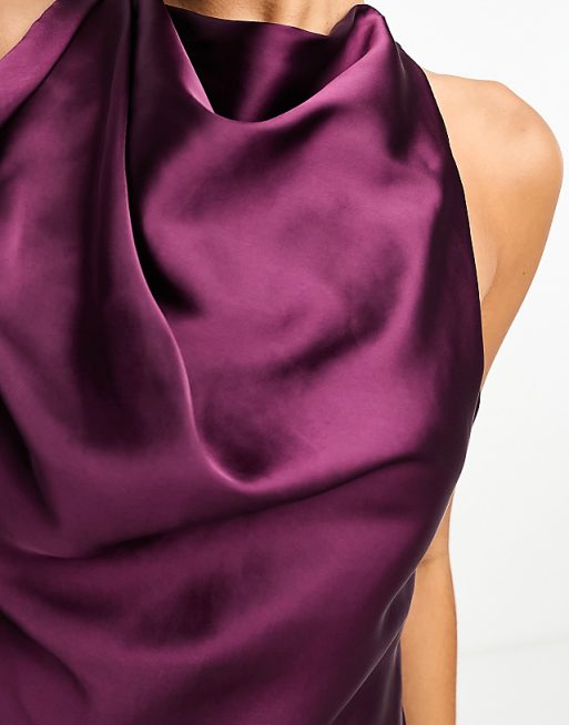 Lavender Satin Halter Neck Mini Dress with Bow Lavender Satin Halter Neck Mini Dress with Bow