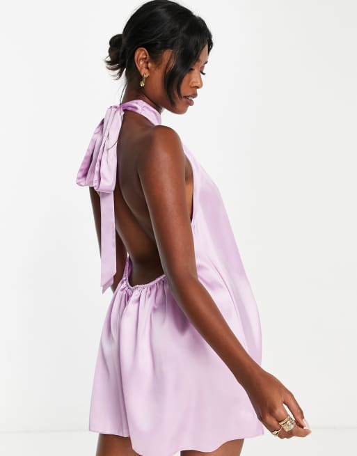 Lilac Tea Sleeves Satin Jumpsuit - Sale from Yumi UK