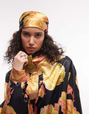 Asos Design Satin Headscarf In Multi