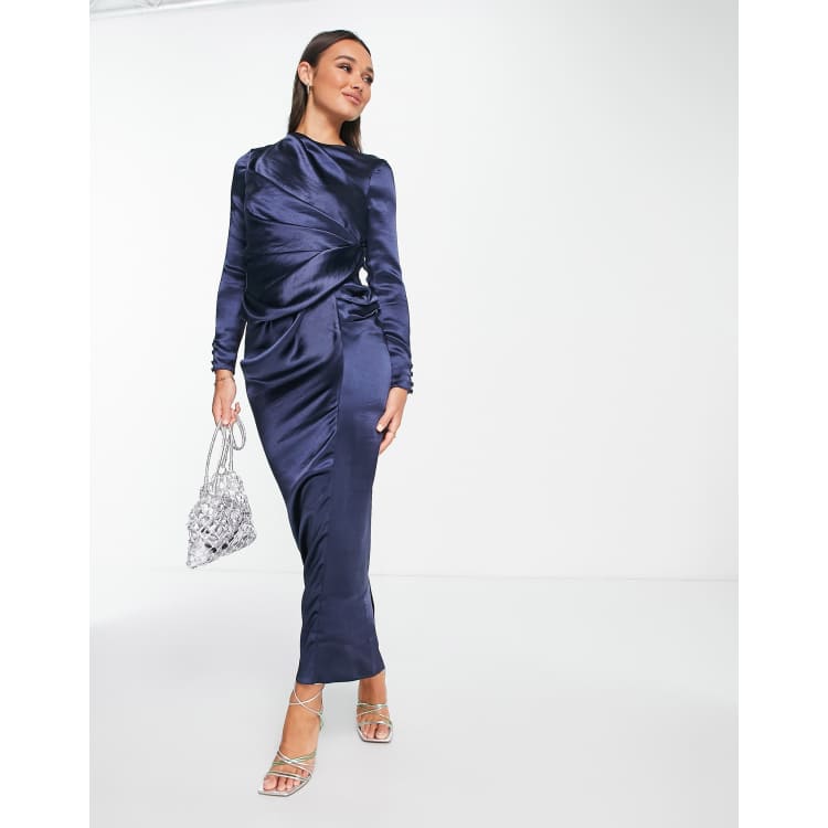 Asos navy 2025 long dress