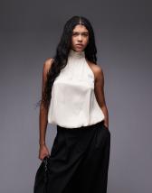 ASOS DESIGN modal one shoulder draped top in slate gray