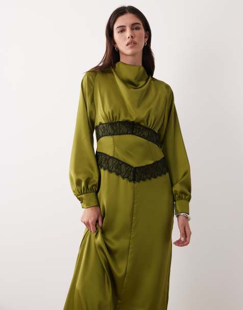 light green hoco dress A-Line V-Neck Sage Green Pleated Short Homecoming Dress Sage Green / 14