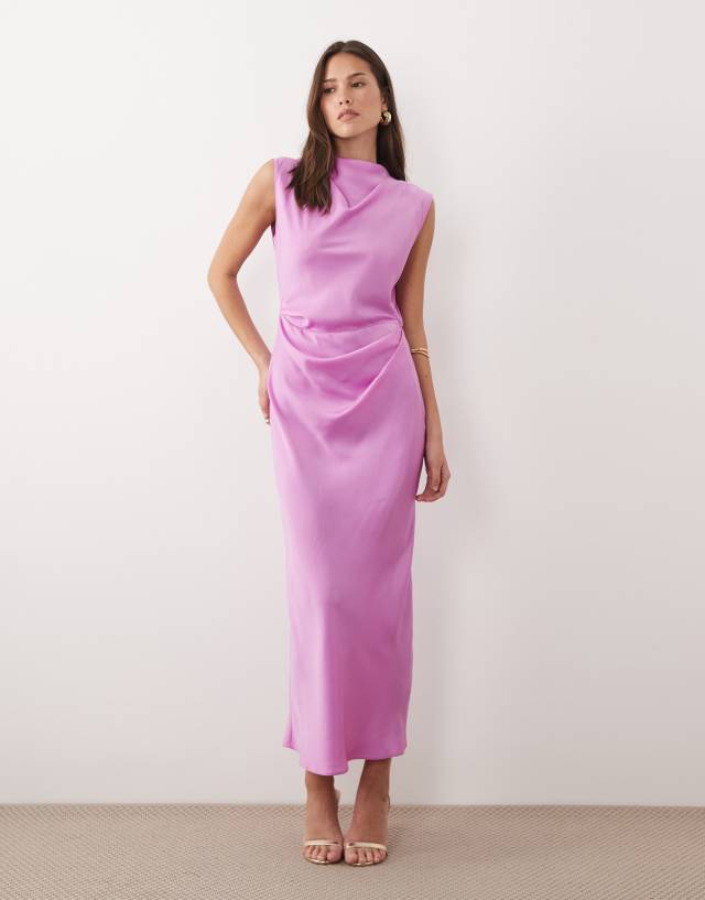 high neck backless midaxi dress in mauve ASOS Design - Satin Pleated Bodice - Women - Polyester - 0 US easter-outfits With its flowing maxi Size:22/24 Anima Black deep V-neck