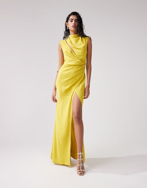 Asos yellow long dress online