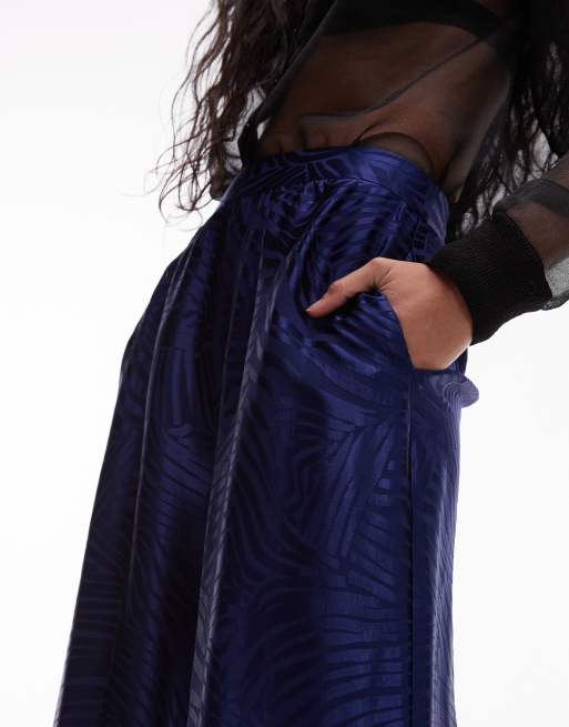 ASOS DESIGN satin jacquard 80s bloomer pants in navy