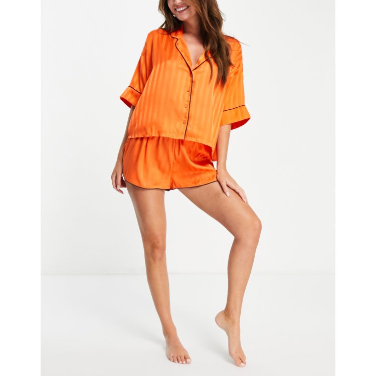 Orange satin outlet pajamas
