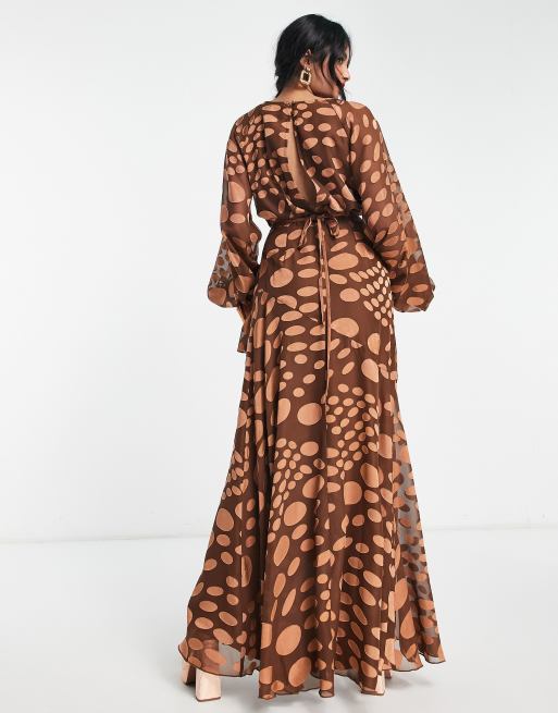 Asos design tie waist best sale maxi dress in animal print