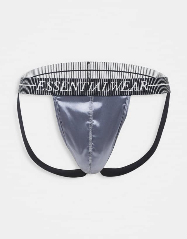 ASOS DESIGN satin jock strap with essentialwear waistband