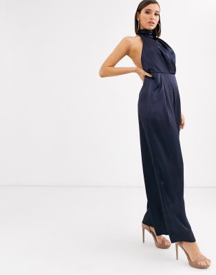 navy high neck jumpsuit