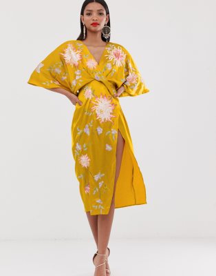 yellow kimono dress