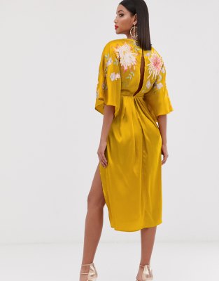 asos yellow silk dress