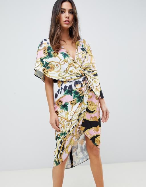 Satin chain hotsell print dress