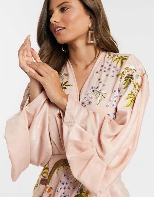 Asos pink hot sale kimono dress