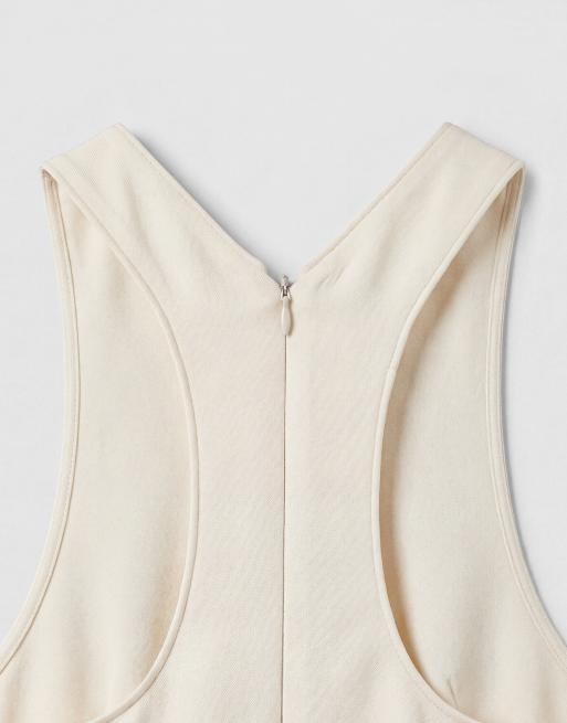 ASOS DESIGN satin klänning med racerback-ringning i ivory, 9 av 9