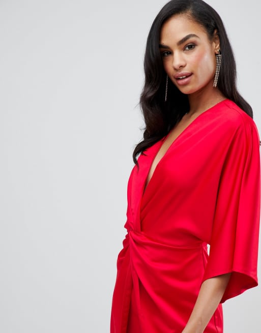 Asos red kimono dress sale