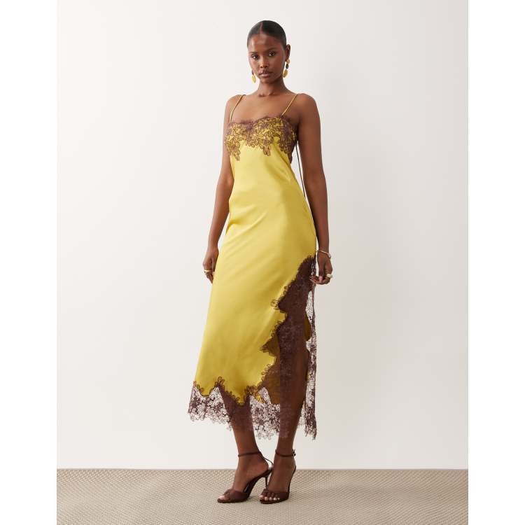 asos lace midi dress ASOS DESIGN floral lace long sleeve midi dress with v-plunge back in black