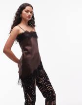 Never Fully Dressed lace trim high neck top in chocolate - part of a set