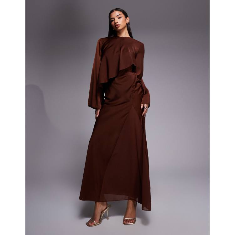 asos design cape back dipped hem maxi dress ASOS Design - Draped Cape Bodice Maxi Dress - Women - Polyester - 8 US