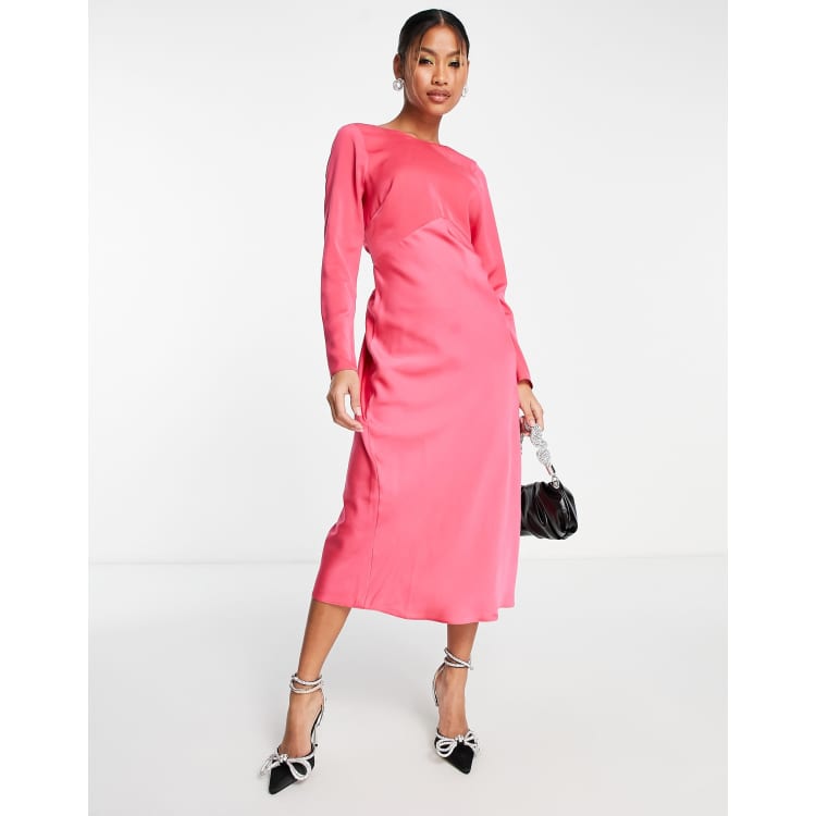 Midi pink store dress with sleeves