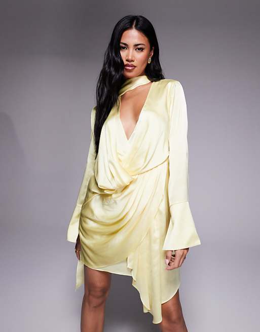 yellow dress with neck scarf Elsa Maxi weather weddings and destination events Pairs beautifully with gold jewelry Beauty in butter yellow