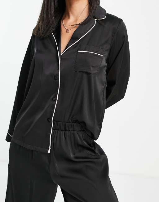 Black long best sale sleeve pyjamas