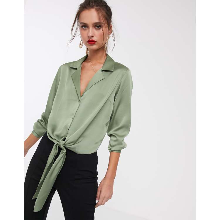 Asos design relaxed satin long best sale sleeve shirt