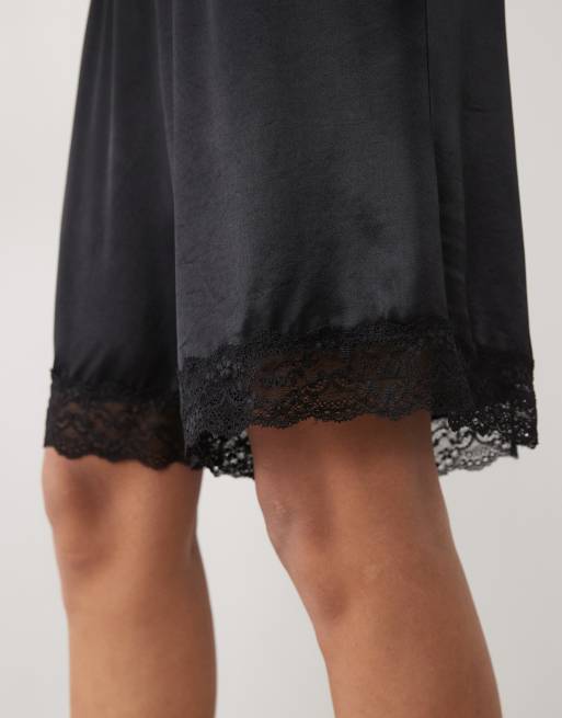ASOS DESIGN satin longline lace bermuda shorts, 3 of 5