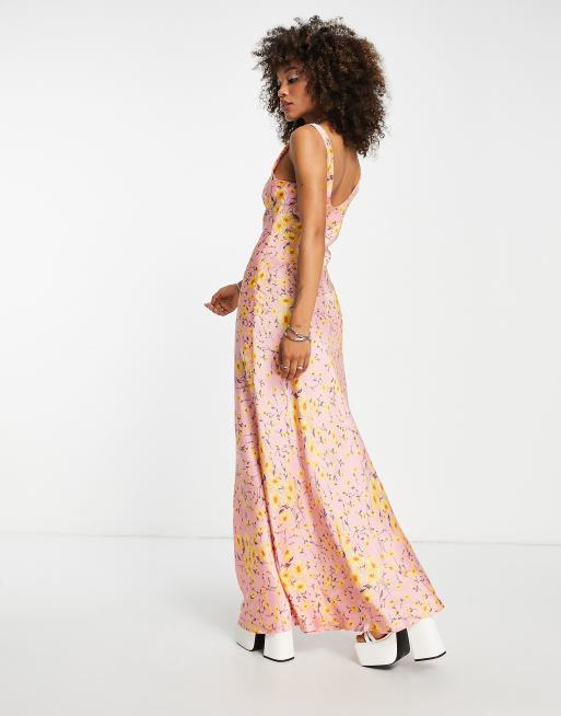 Asos design maxi dress with linear sequin and yellow floral beading best sale