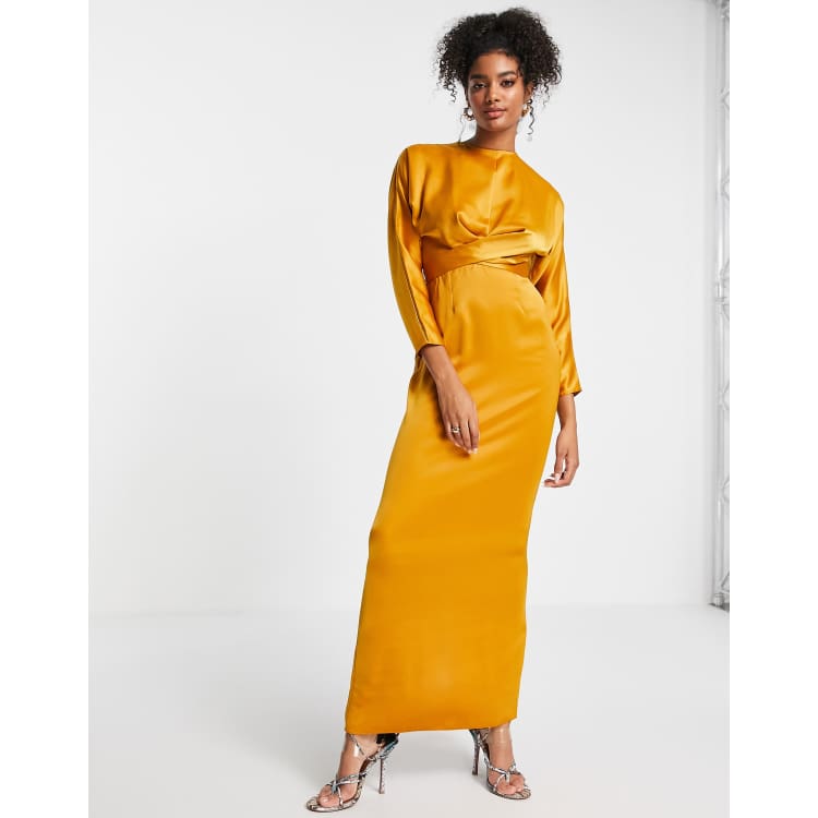 Mustard maxi clearance dress with sleeves