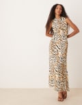 [ASOS DESIGN] ASOS DESIGN satin maxi dress with keyhole button neck detail in zebra print-Multi 6 Rustic Zebra Print